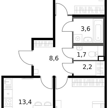 Москва, Ленинградское шоссе, д.228к4 Объявление 2-к квартира, 61.4м2, 10/14 эт