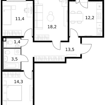 Москва, Ленинградское шоссе, д.228к4 Объявление 3-к квартира, 76.2м2, 10/13 эт