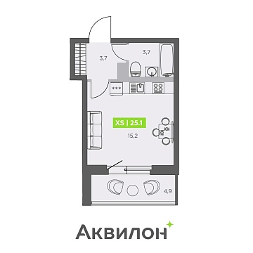 Санкт-Петербург, Головнина бульвар, д.4стр1 Объявление Студия, 25.1м2, 13/13 эт