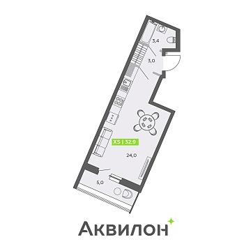 Санкт-Петербург, Чирикова улица, д.5стр1 Объявление Студия, 32.9м2, 13/13 эт