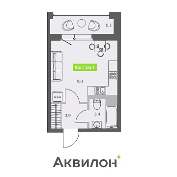 Санкт-Петербург, Головнина бульвар, д.4стр1 Объявление Студия, 26.1м2, 8/13 эт