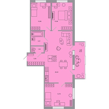 Объявление 3-к квартира, 73.27м2, 11/20 эт