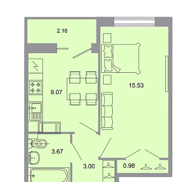 Объявление 1-к квартира, 32.4м2, 17/20 эт