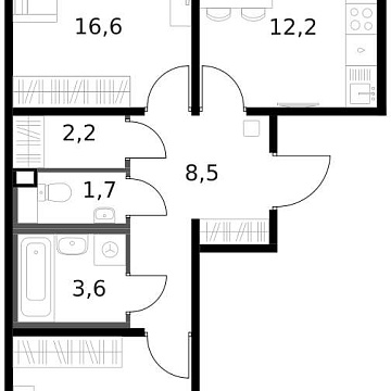 Объявление 2-к квартира, 59.6м2, 11/14 эт