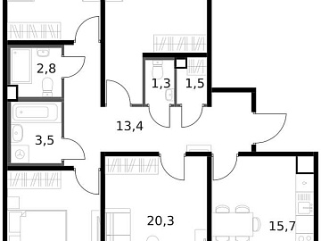 Объявление 4-к квартира, 110.1м2, 8/14 эт