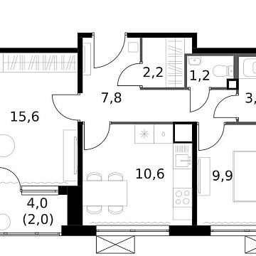 Объявление 2-к квартира, 53.2м2, 10/14 эт