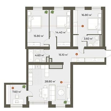 Объявление 3-к квартира, 106.7м2, 1/6 эт
