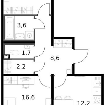 Объявление 2-к квартира, 59.7м2, 6/14 эт