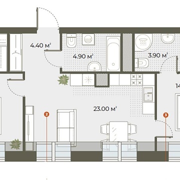 Объявление 2-к квартира, 66.4м2, 6/6 эт