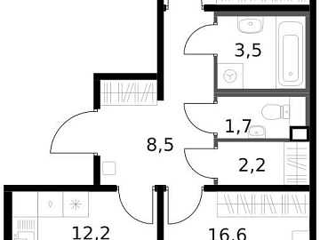 Объявление 2-к квартира, 59.4м2, 12/13 эт