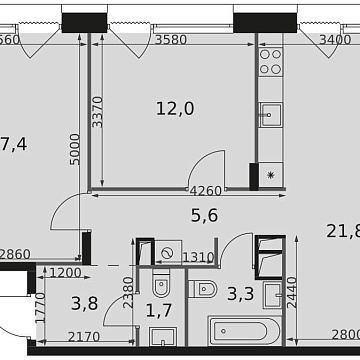 Объявление 3-к квартира, 66.2м2, 15/17 эт