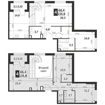 Объявление 4-к квартира, 135.8м2, 35/37 эт