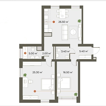 Объявление 2-к квартира, 84.1м2, 1/6 эт
