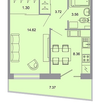 Объявление 1-к квартира, 32.8м2, 13/15 эт