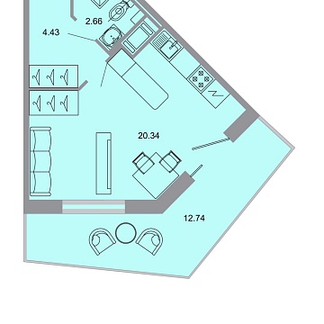 Объявление Студия, 30.5м2, 2/15 эт