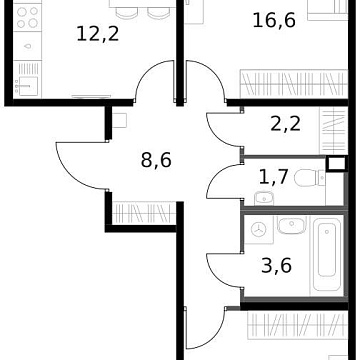 Объявление 2-к квартира, 59.6м2, 7/14 эт