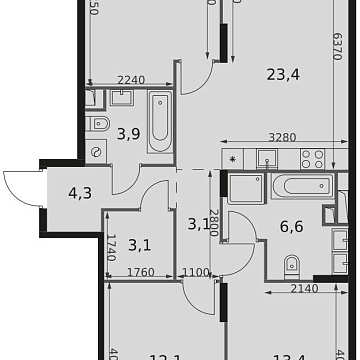 Объявление 3-к квартира, 84.3м2, 10/17 эт