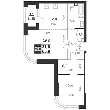 Объявление 2-к квартира, 65.9м2, 20/47 эт