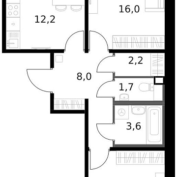 Объявление 2-к квартира, 58.1м2, 4/14 эт