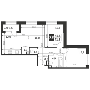 Объявление 3-к квартира, 71.2м2, 23/28 эт