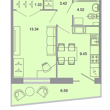 Объявление 1-к квартира, 32.6м2, 11/15 эт