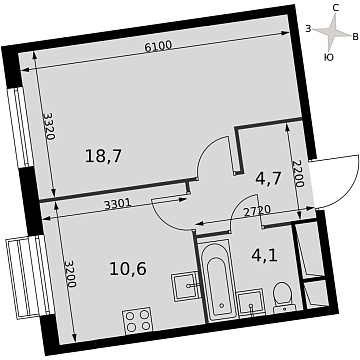Объявление 1-к квартира, 38.1м2, 10/16 эт