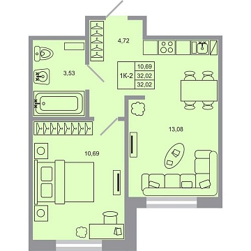 Объявление 1-к квартира, 32.02м2, 1/20 эт