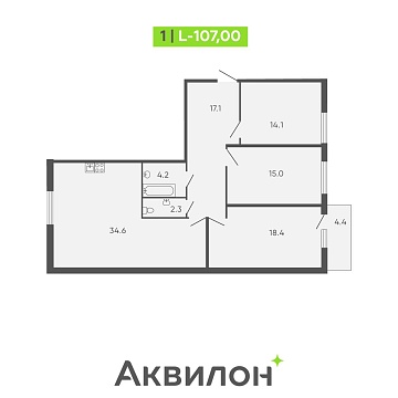 Объявление 3-к квартира, 107м2, 2/9 эт
