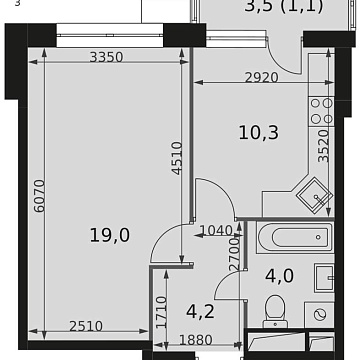Объявление 1-к квартира, 38.6м2, 8/22 эт