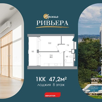 Объявление 1-к квартира, 47.2м2, 8/12 эт
