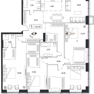 Объявление 5-к квартира, 162.2м2, 20/24 эт