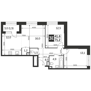 Объявление 3-к квартира, 71.2м2, 20/28 эт