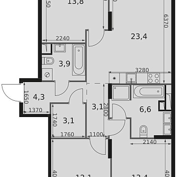 Объявление 3-к квартира, 84.3м2, 5/17 эт