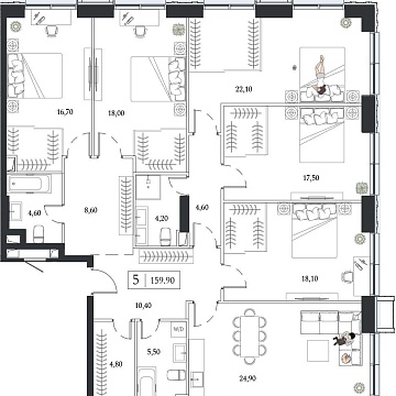 Объявление 5-к квартира, 159.9м2, 18/24 эт