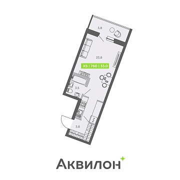 Объявление Студия, 33м2, 1/13 эт